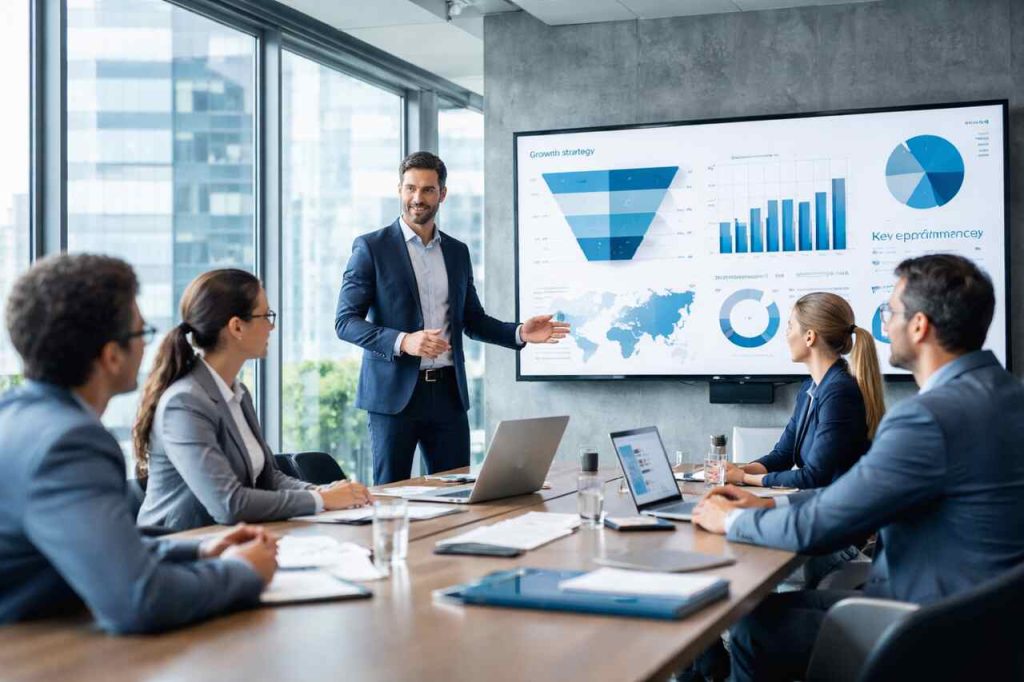 Strategic consulting session led by Pedrovazpaulo in a modern office setting.