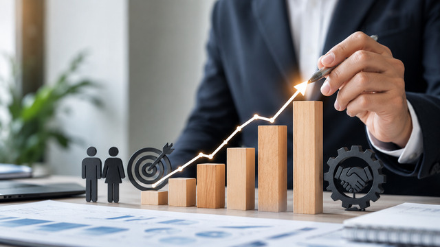 Professional business growth and sales performance strategy concept