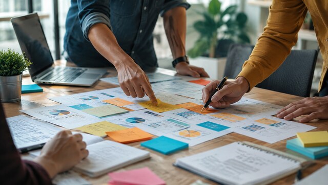 Team planning a practical marketing strategy in a modern office