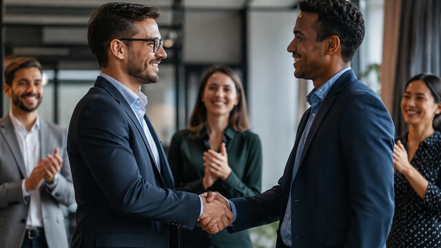 Business professionals building strong professional relationships through collaboration