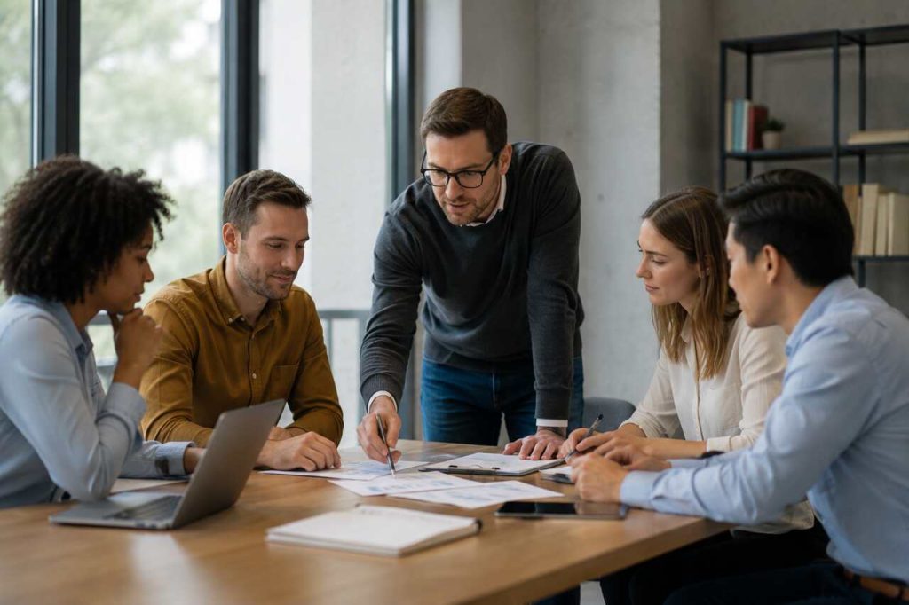 How to Delegate Effectively as a Founder: A Practical System for Escaping the Founder Bottleneck Founder delegating responsibilities to a team during a collaborative business meeting
